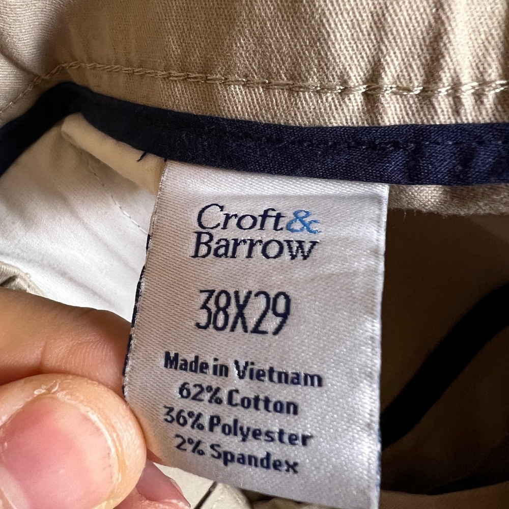 Croft & Barrow Khaki Pants Mens 38x29 Tan New Classic Fit Flat Front - Picture 9 of 11